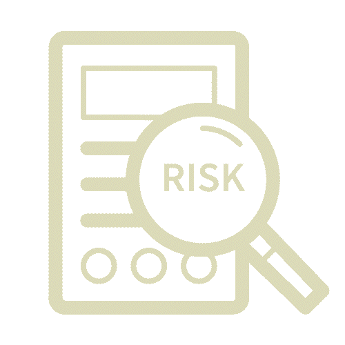 Document with the word risk in magnifying glass